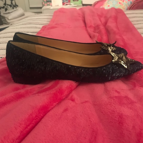 NWB J. Crew Navy Sequin Star Flats - Picture 7 of 8